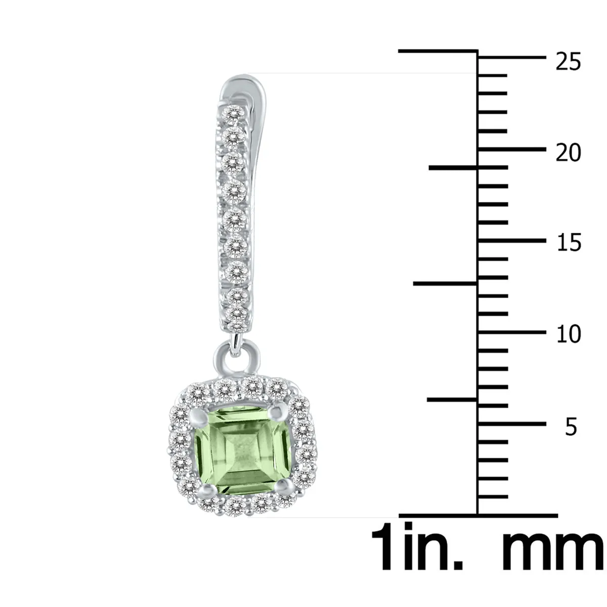 1 Carat Green Amethyst And Diamond Halo Dangle Earrings In 10K White Gold