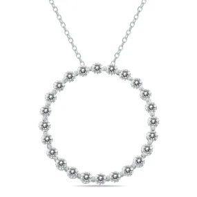 1 Carat Tw Diamond Circle Pendant In 14K White Gold