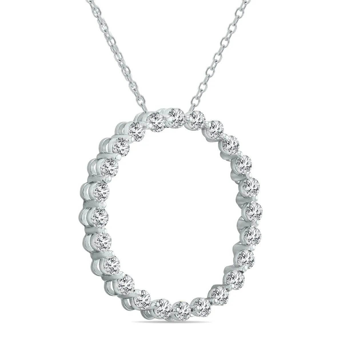 1 Carat Tw Diamond Circle Pendant In 14K White Gold