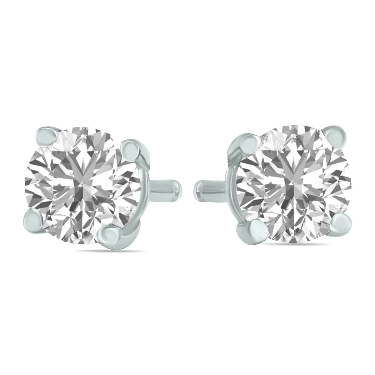 1/2 Carat Tw Lab Grown Diamond Round Solitaire Stud Earrings In 14K White Gold