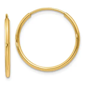 1.25mm, 14k Yellow Gold Endless Hoop Earrings, 18mm (11/16 Inch)