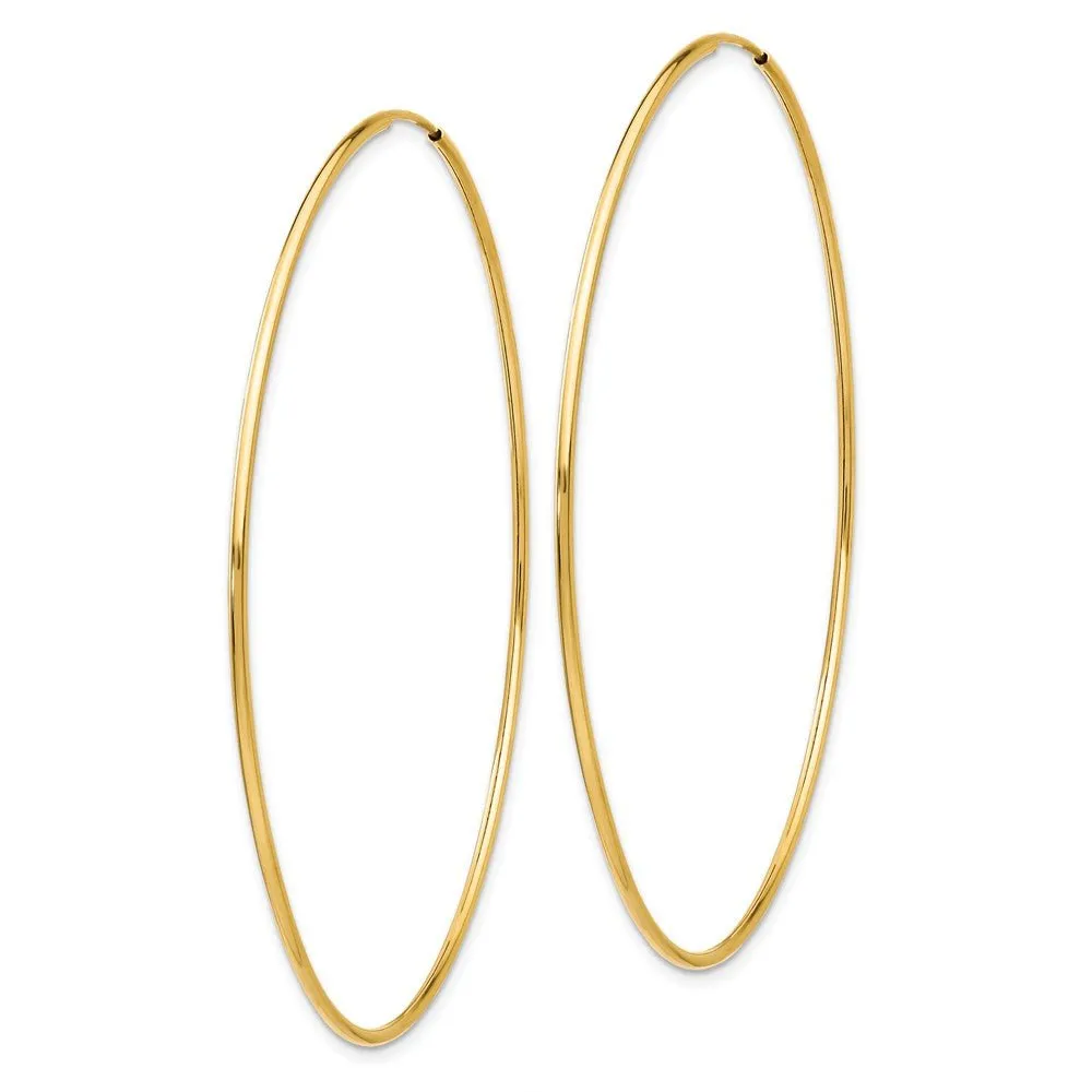 1.2mm x 67mm 14k Yellow Gold Polished Endless Tube Hoop Earrings