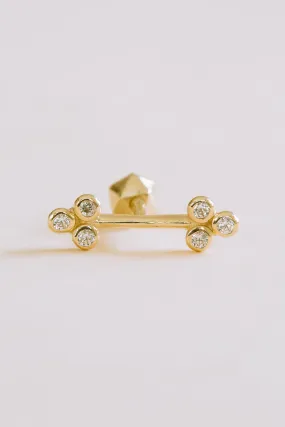 14k Gold Central Cz Triangle Stick Bar Barbell Ear Stud Earring Piercing