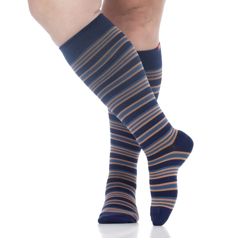 15-20 mmHg: Electric Stripe (Nylon - Seamless Toe)