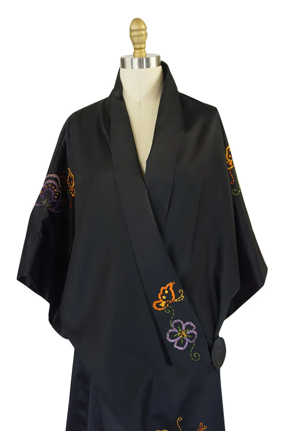 1920s Embroidered Silk Flapper Robe