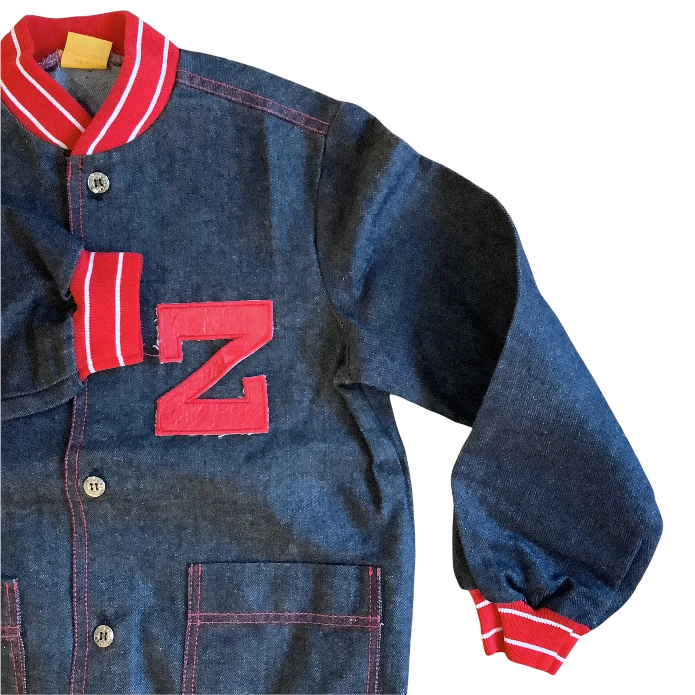 1970's "Z"  Denim Varsity Jacket 5-6Y