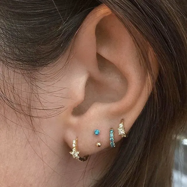 2mm Diamond Princess Earring by Maria Tash in Yellow Gold