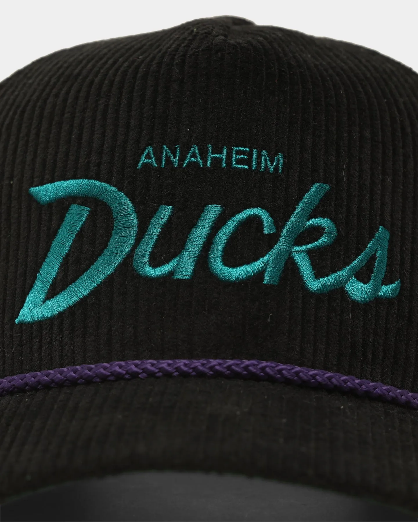 47 Brand Anaheim Ducks 'NHL Corduroy Team Script' Corduroy Crossrope 47 Hitch Snapback Black