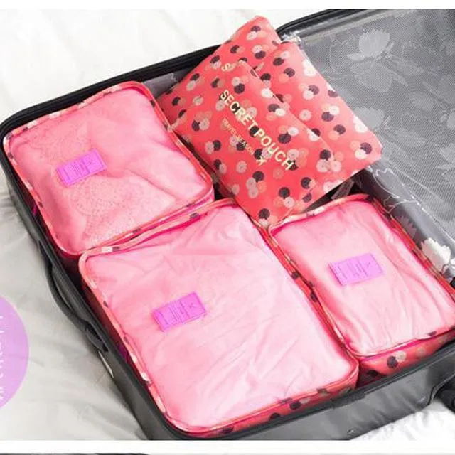 6 Pcs/Set Oxford Mesh Cloth Luggage Packing Cube Organizer Bag for Travel