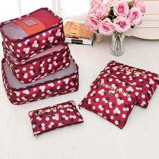 6 Pcs/Set Oxford Mesh Cloth Luggage Packing Cube Organizer Bag for Travel