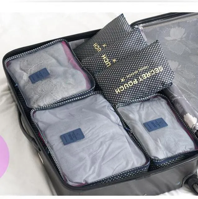 6 Pcs/Set Oxford Mesh Cloth Luggage Packing Cube Organizer Bag for Travel