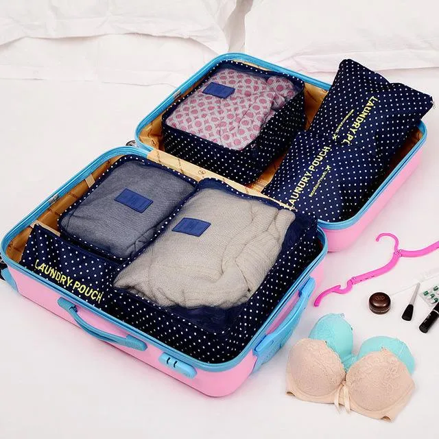 6 Pcs/Set Oxford Mesh Cloth Luggage Packing Cube Organizer Bag for Travel