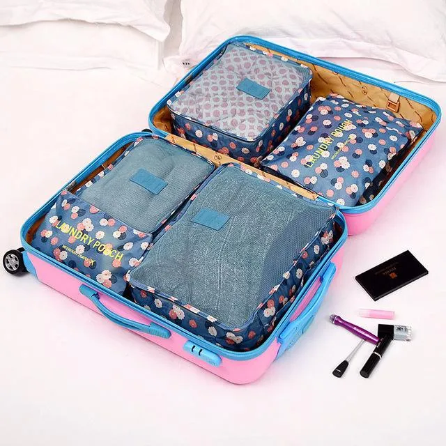 6 Pcs/Set Oxford Mesh Cloth Luggage Packing Cube Organizer Bag for Travel