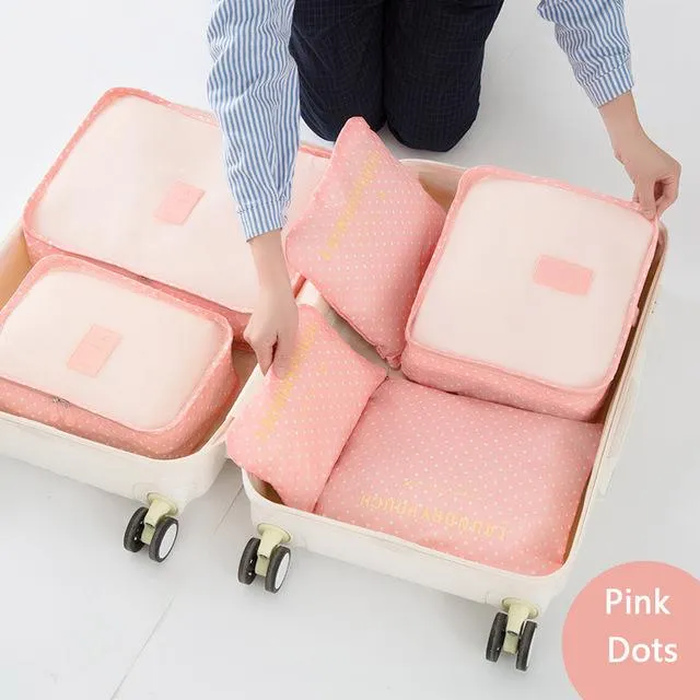 6 Pcs/Set Oxford Mesh Cloth Luggage Packing Cube Organizer Bag for Travel