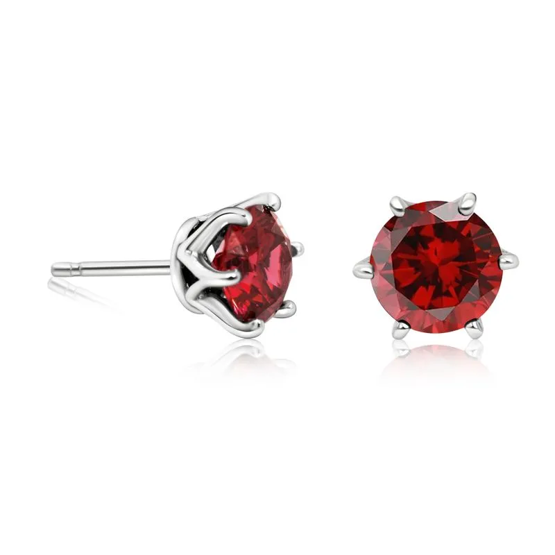 925 Silver Garnet Studs - 7mm Handmade January Birthstone Earrings