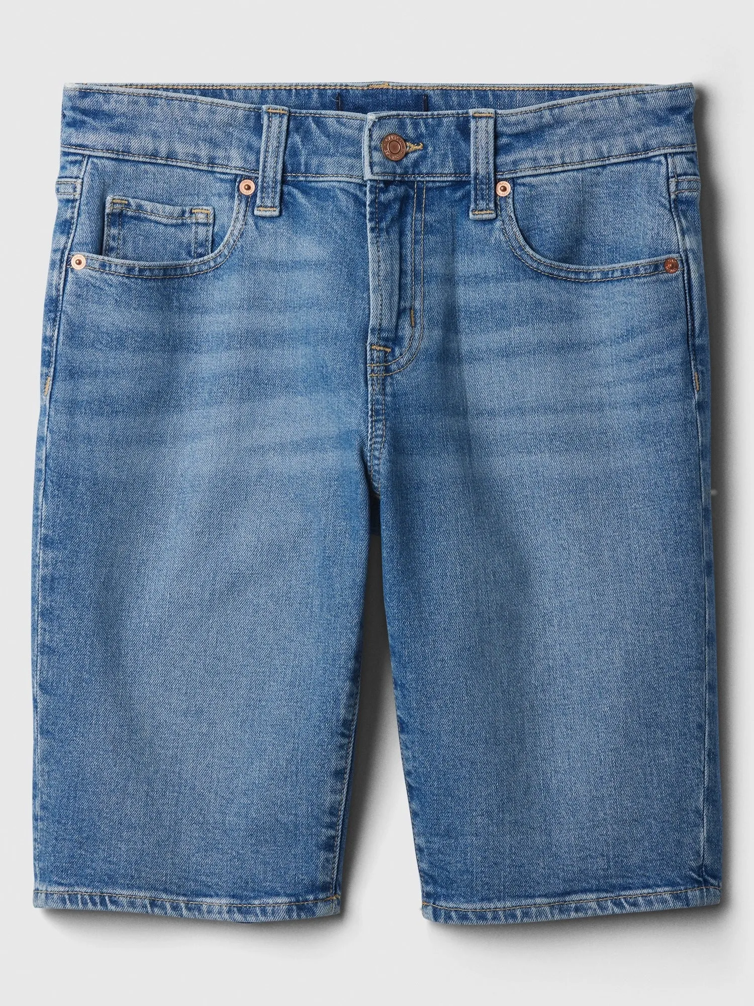 9" Mid Rise Denim Bermuda Shorts