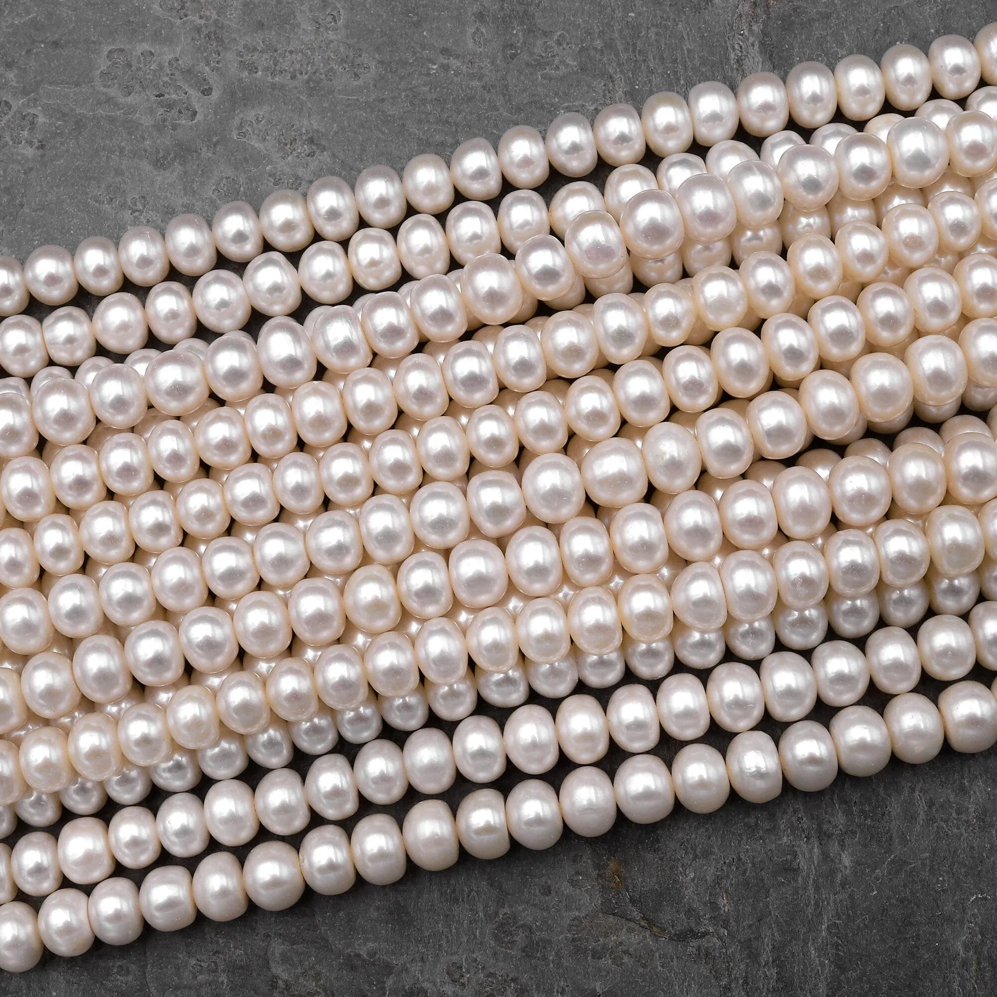 AA Genuine White Freshwater Pearl 6mm 8mm 10mm 12mm Rondelle Pearl Shimmery Iridescent Classic White Pearl 15.5" Strand