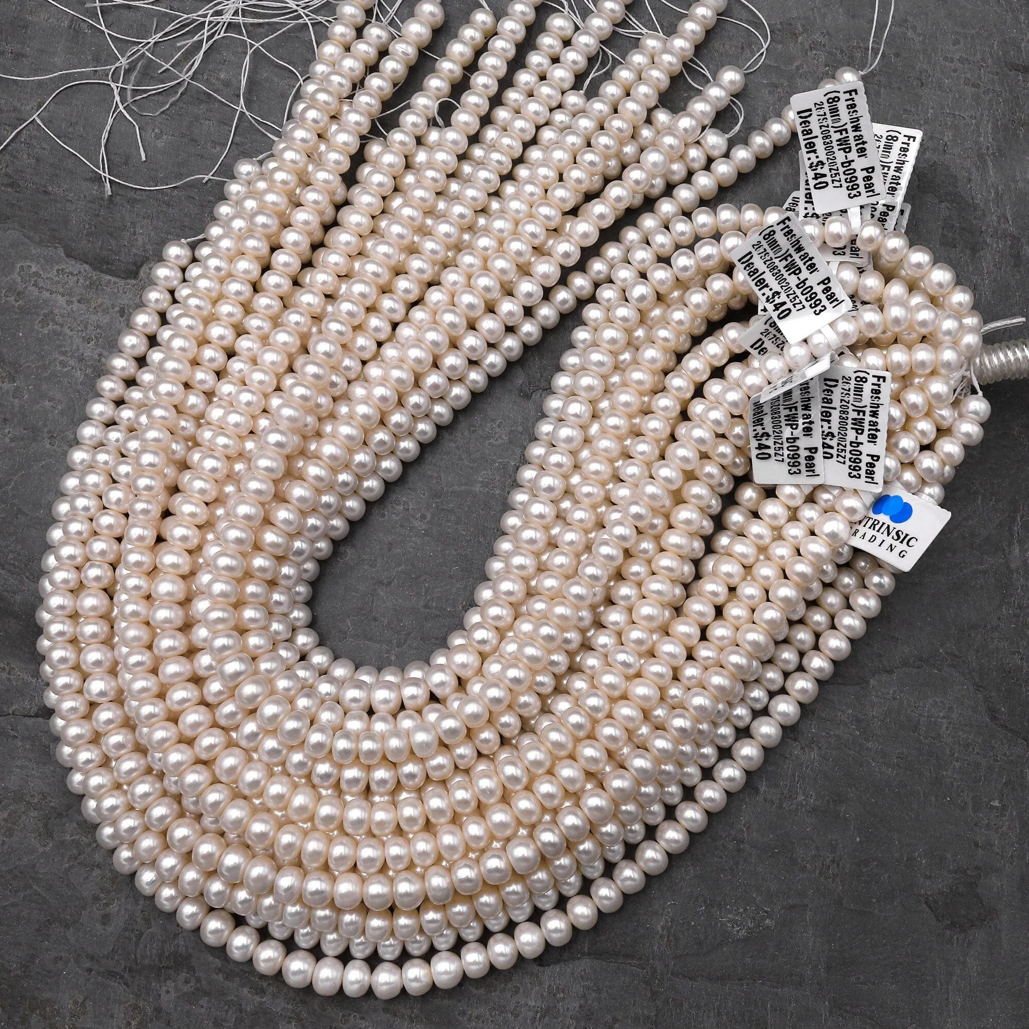 AA Genuine White Freshwater Pearl 6mm 8mm 10mm 12mm Rondelle Pearl Shimmery Iridescent Classic White Pearl 15.5" Strand