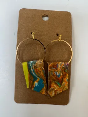 Abstract Earrings - Orange & Blue Angles