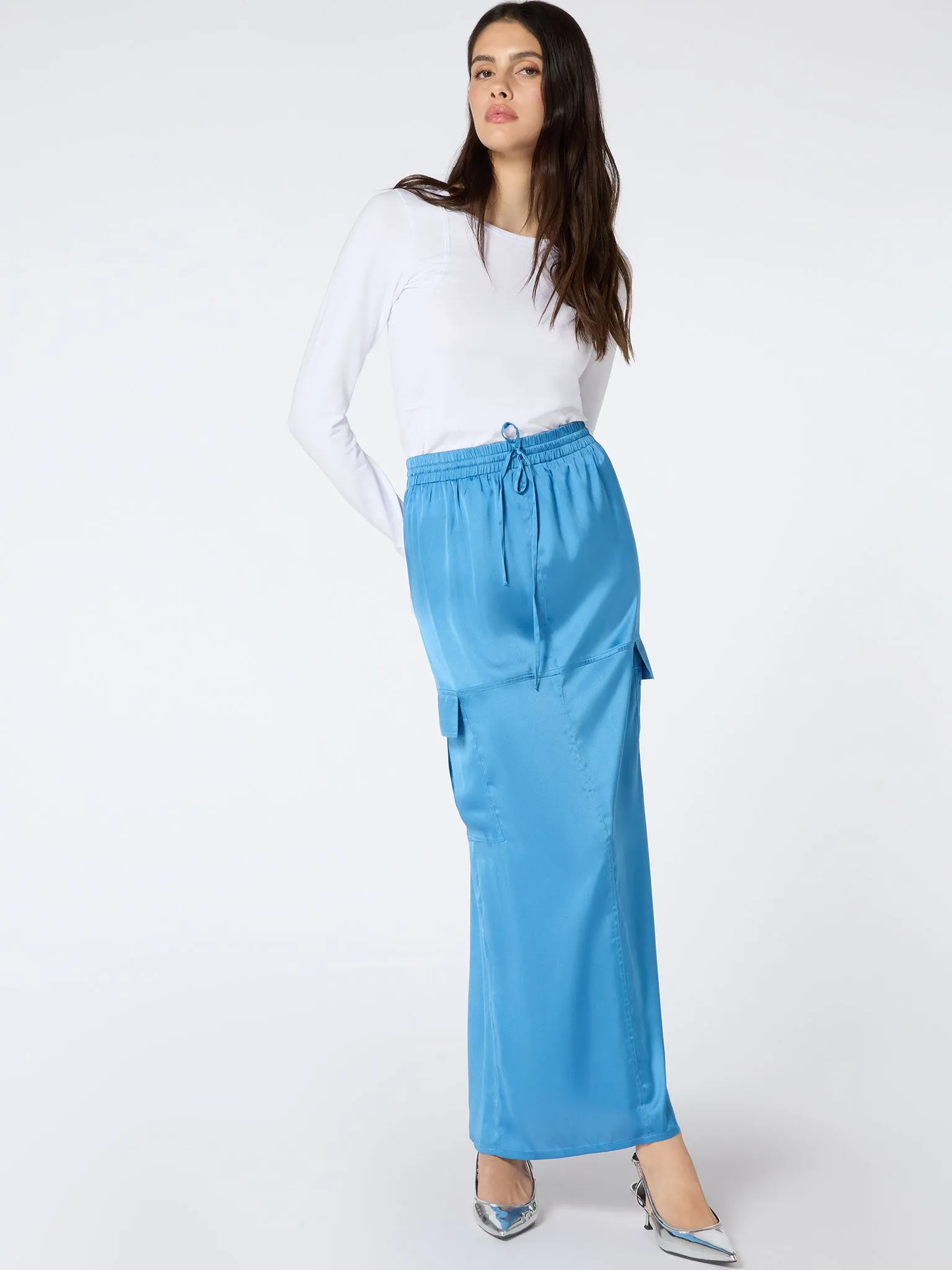 Adalyn Maxi Skirt in Light Blue