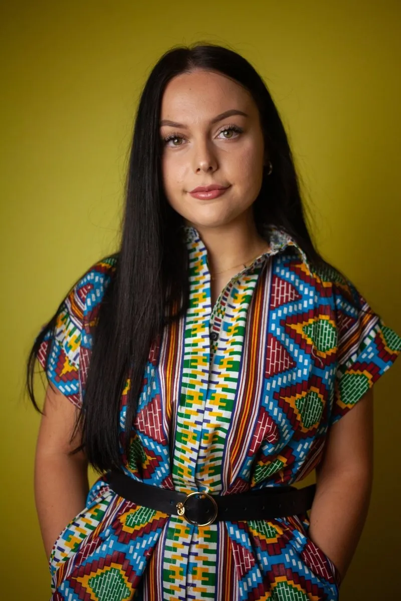 African Shirt Dress In Blue Kente