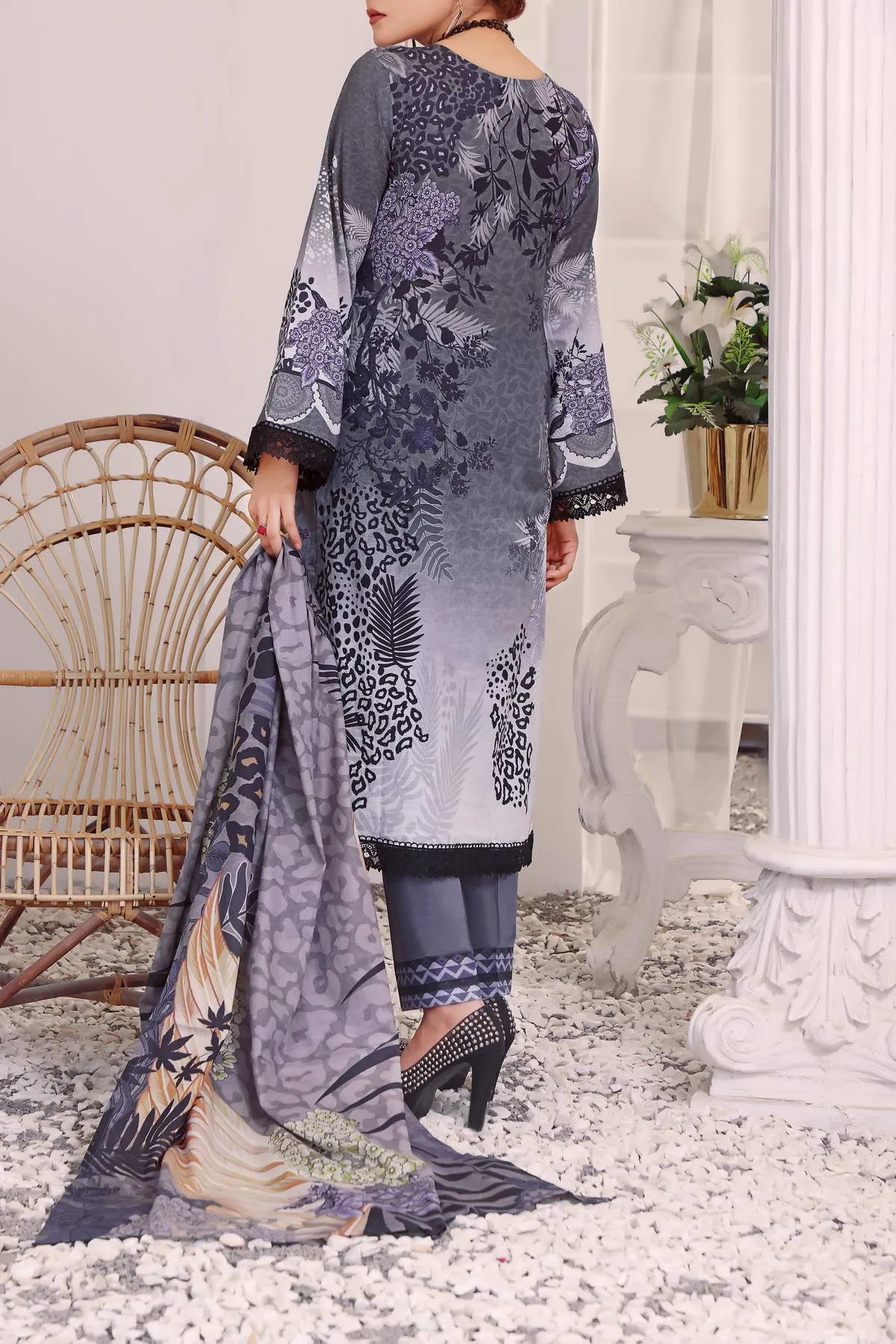 Aiza By VS Textile Embroidered Lawn Unstitched 3 Piece Suit - 03