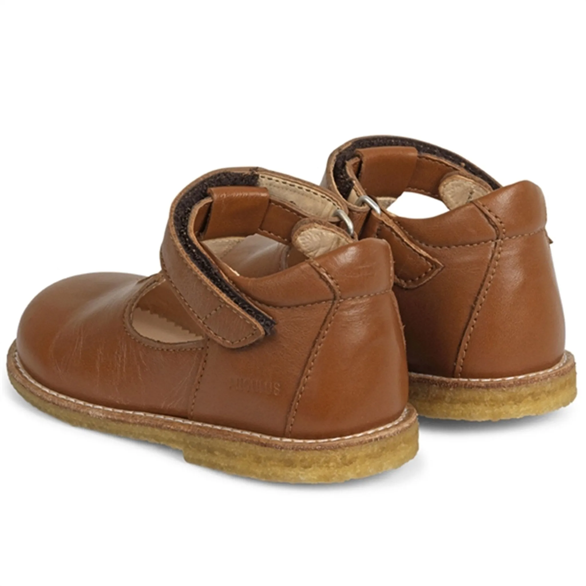 Angulus Mary Jane Shoes w. Heart and Velcro Cognac 3267-101-1545