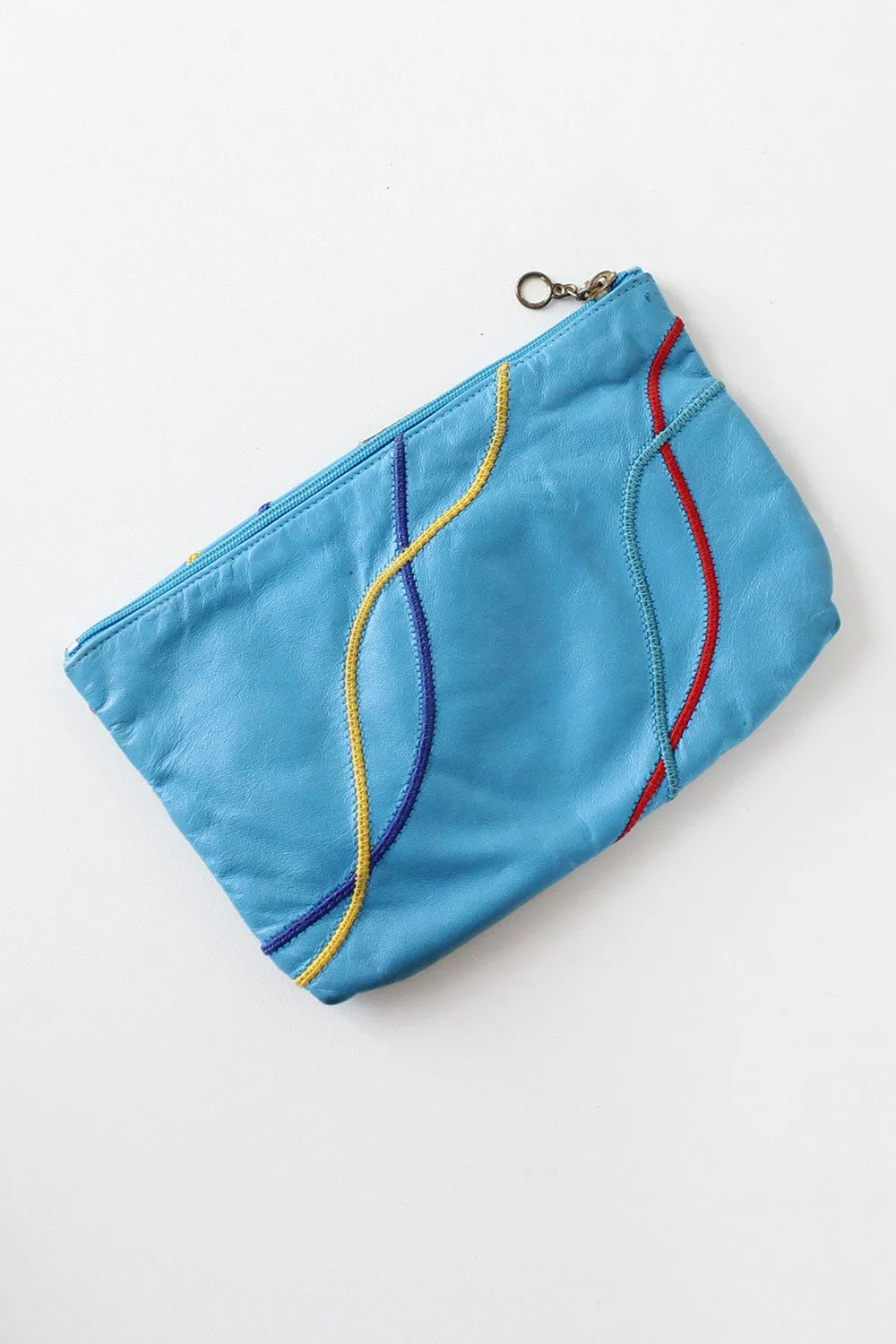 Aqua Mixed Media Pouch