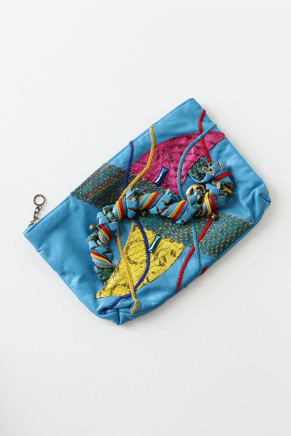 Aqua Mixed Media Pouch