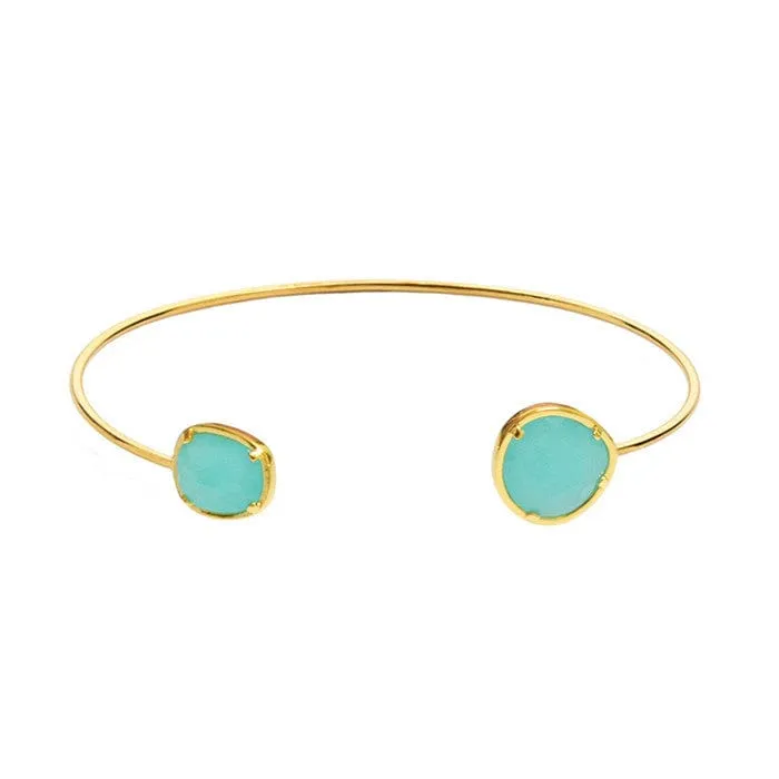 Asymmetrical Circle Stone Open Bracelet