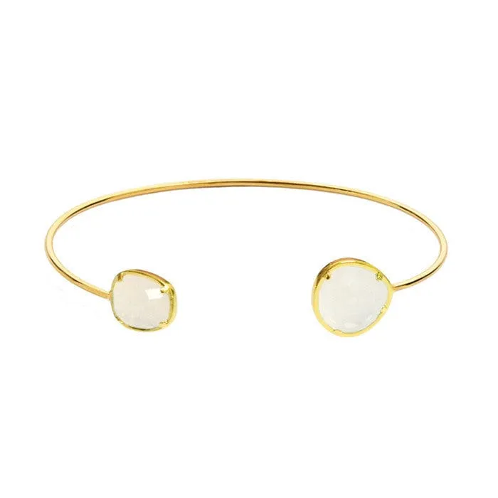 Asymmetrical Circle Stone Open Bracelet