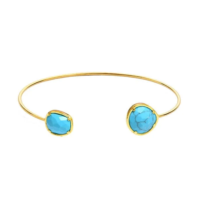 Asymmetrical Circle Stone Open Bracelet