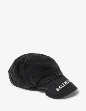 Balenciaga Black Notch Logo Visor Cap