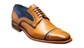 Barker Haig  Simple toe cap derby  - Cedar Calf / Blue Suede