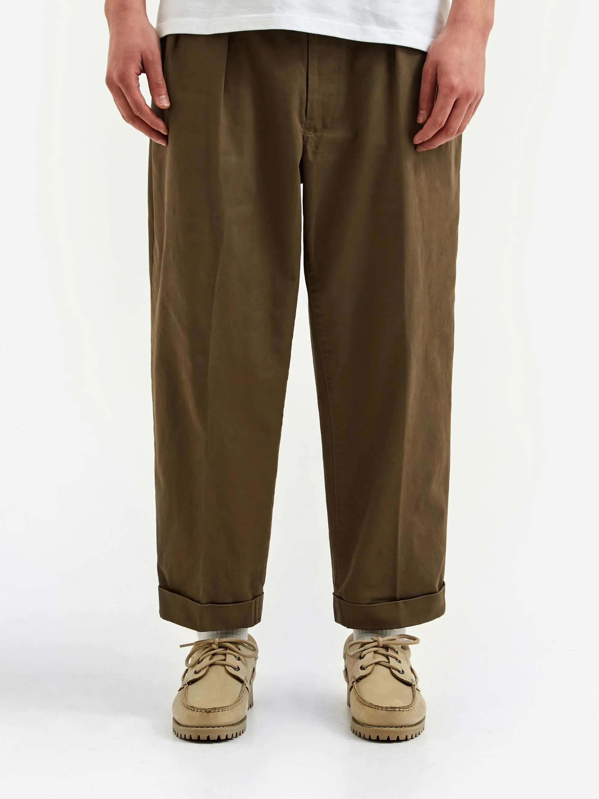 Beams Plus 2Pleats Twill Trouser - Olive