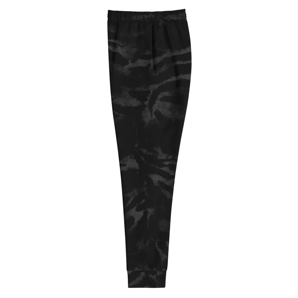 Black Tiger Stripe Women's Joggers, Animal Print Soft Skinny Ladies Sweatpants-Made in EU