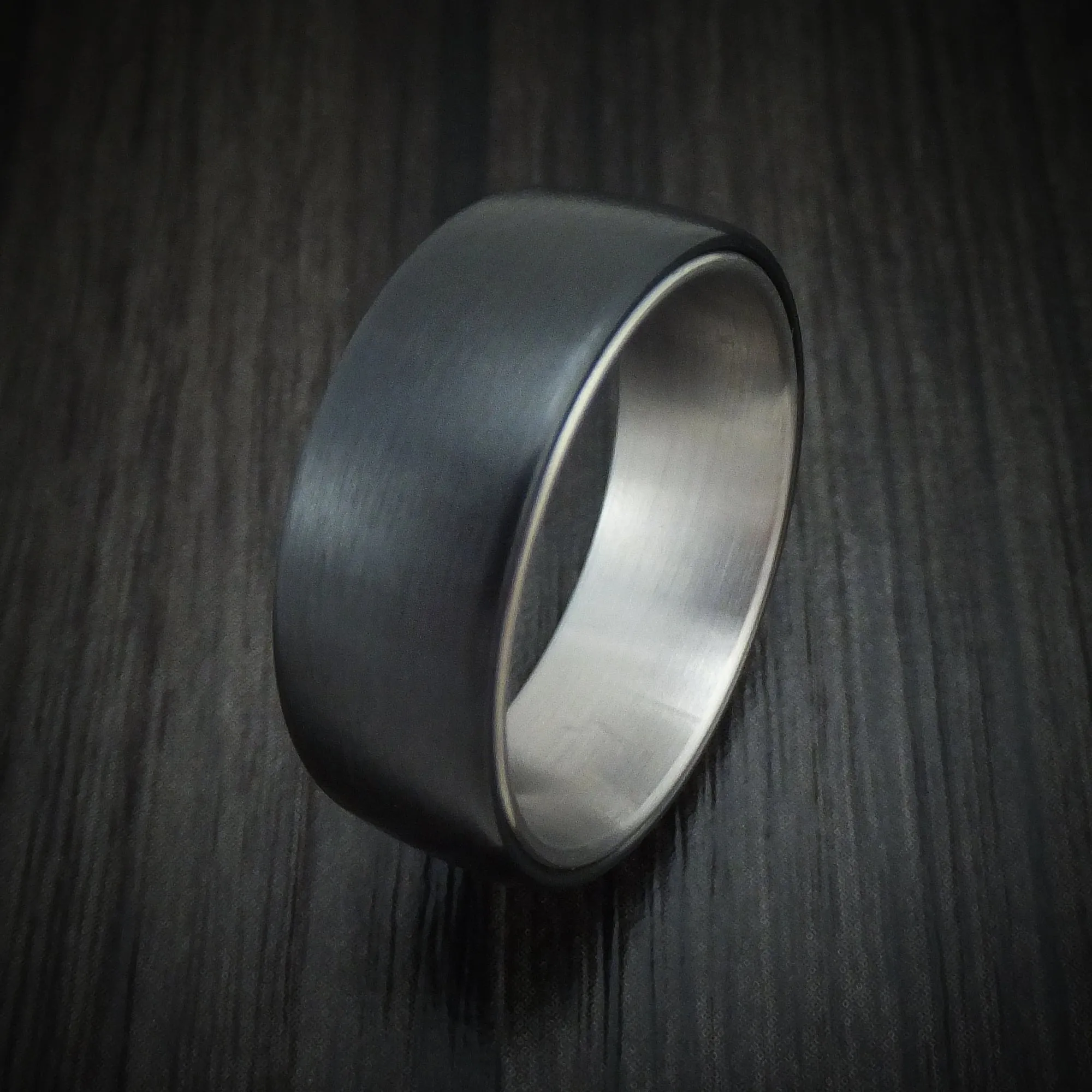 Black Titanium and 14K White Gold Men's Ring