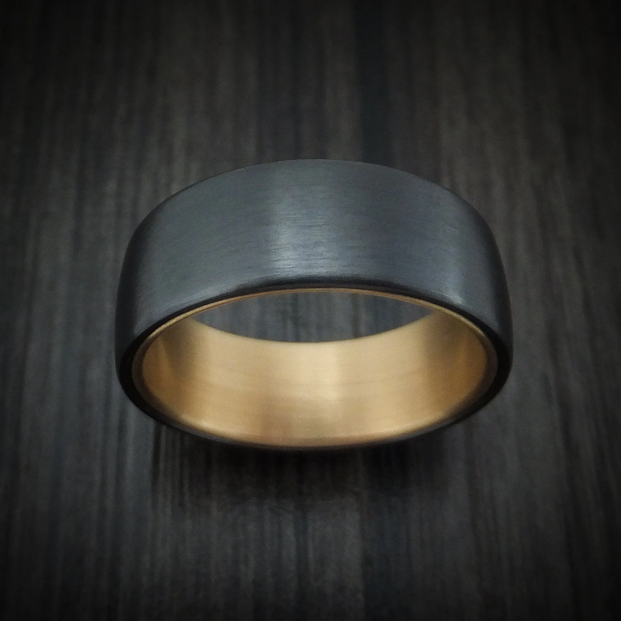 Black Titanium and 14K Yellow Gold Men's Ring