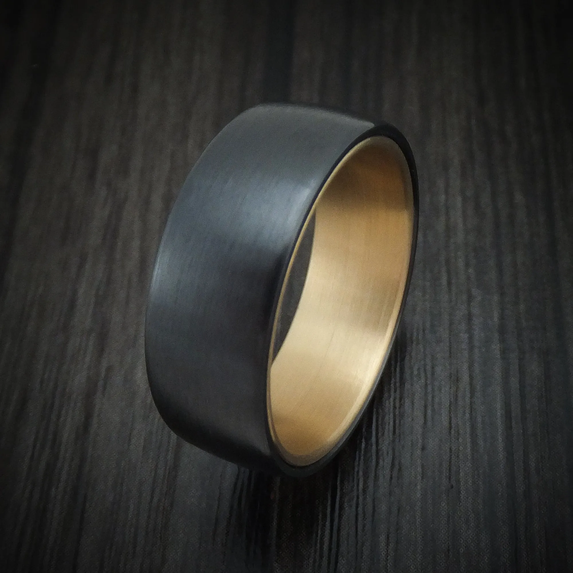 Black Titanium and 14K Yellow Gold Men's Ring