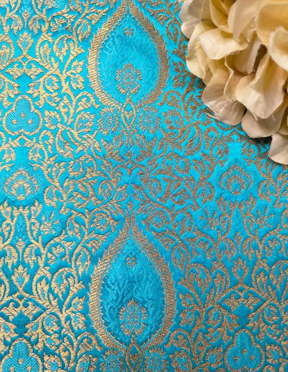 Blue Banarasi Silk Fabric ( 1 Mtr )