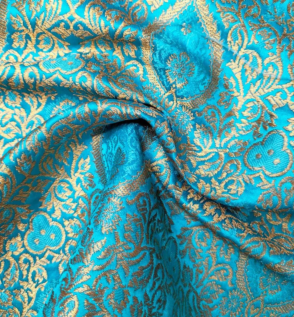 Blue Banarasi Silk Fabric ( 1 Mtr )