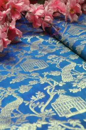 Blue Banarasi Silk Fabric  ( 1 Mtr)