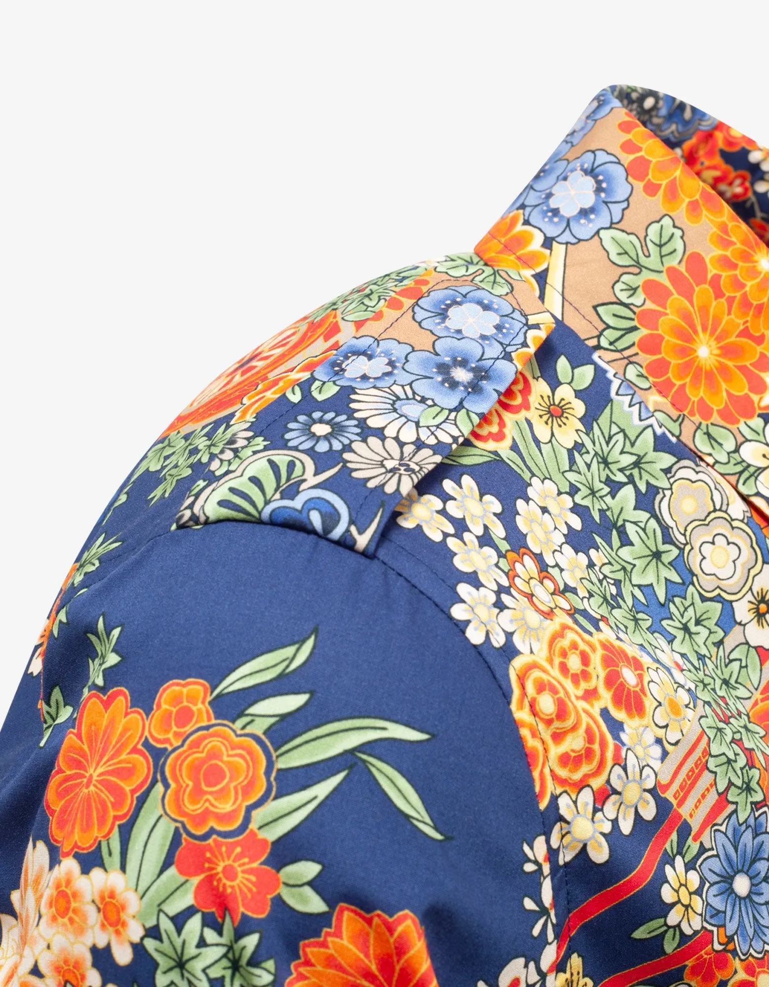 Blue Floral Print Blooming Pocket Shirt