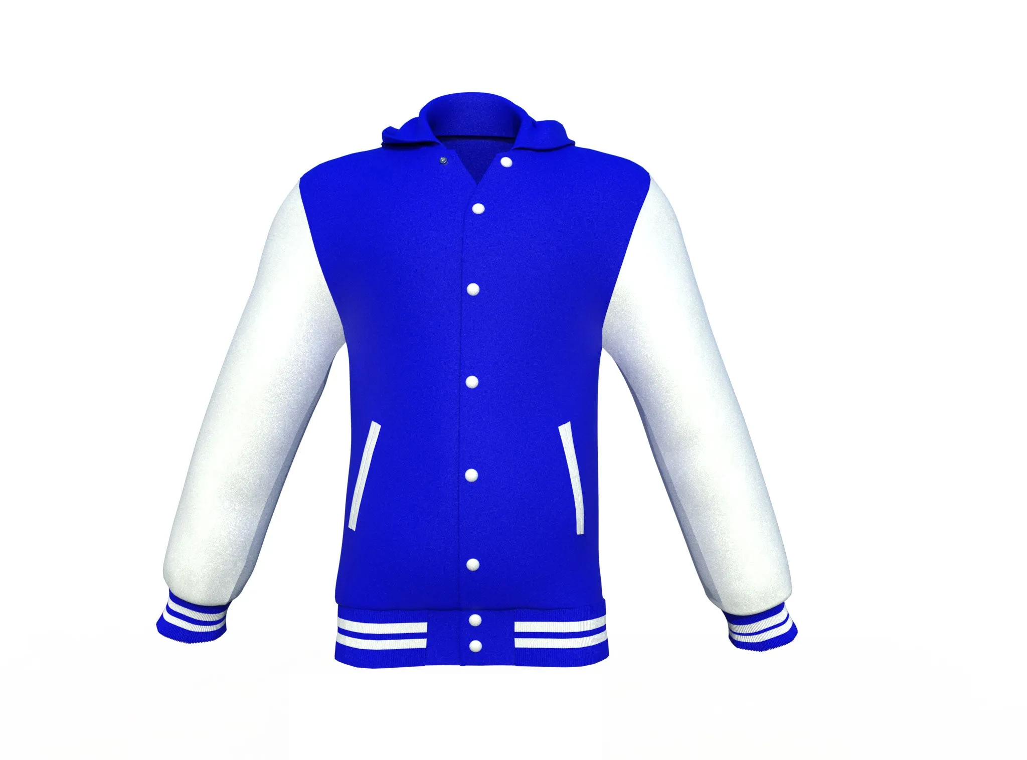 Blue Varsity Letterman Jacket with White Sleeves