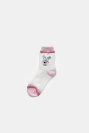 Blushing Rabbit Furry Socks, Powder White