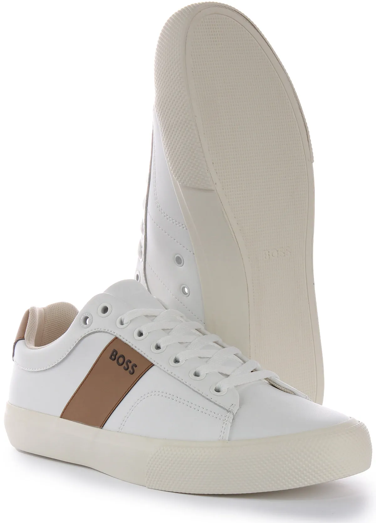 Boss Aiden Tennis In White Brown For Men