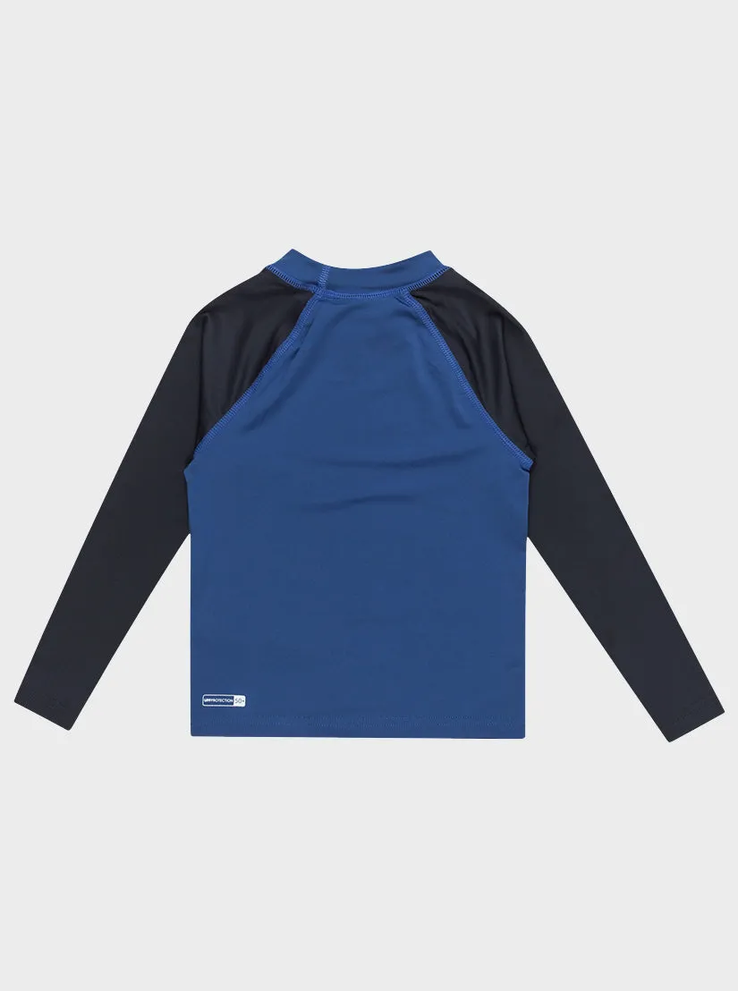 Boys 2-7 Everyday UPF 50 Long Sleeve Rashguard - Black/Blue