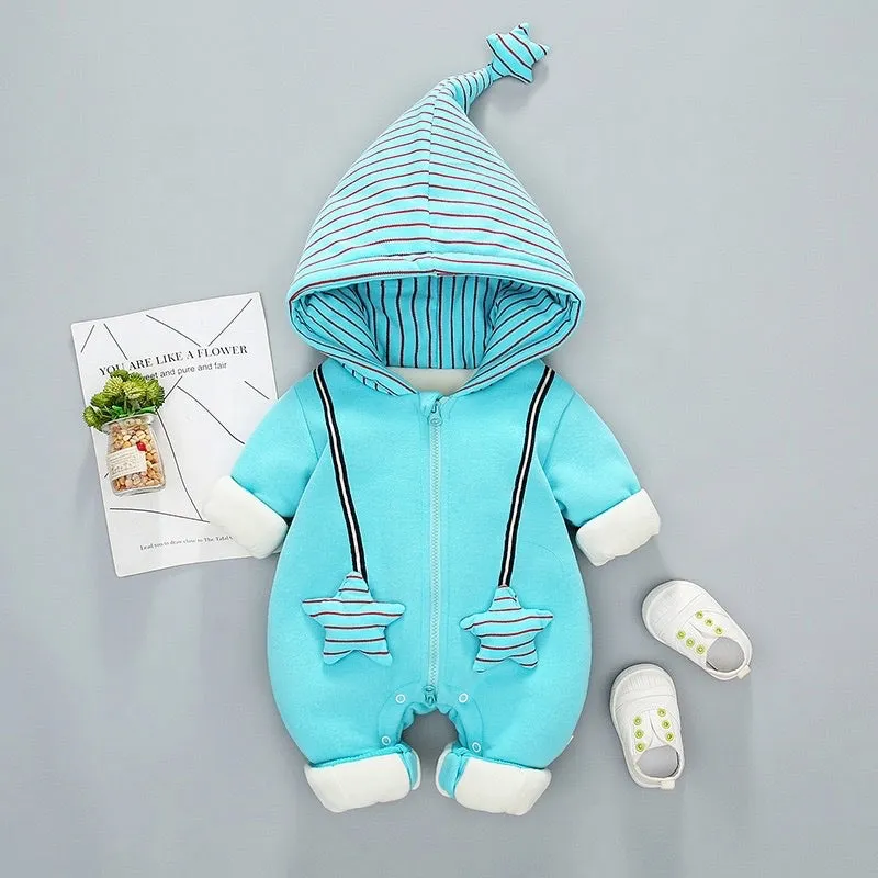 Boys And Girls Thicken Hooded Rompers