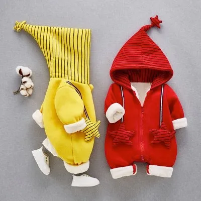 Boys And Girls Thicken Hooded Rompers