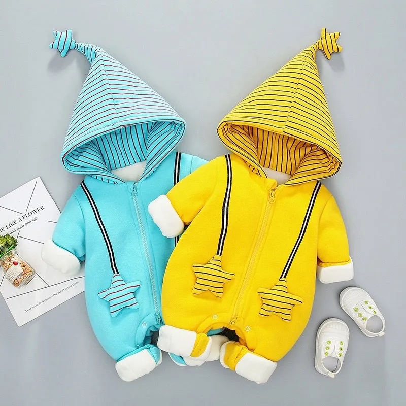 Boys And Girls Thicken Hooded Rompers